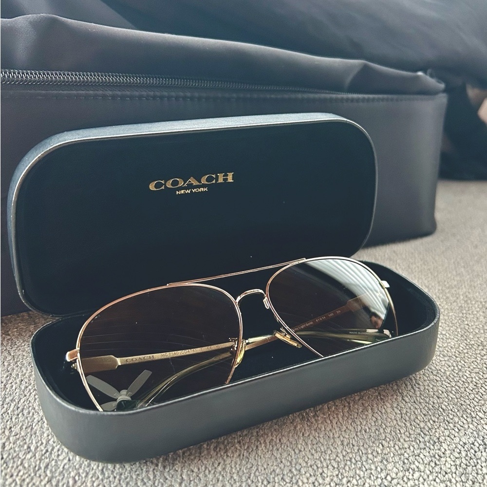 Coach Gold Aviator gradient lens Sunglasses